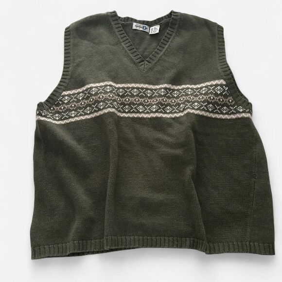 Y2K Retrocore Rami-Cotton Knit Sweater Vest – 90s/2000s Graphic Front V-Neck XL - Picture 2 of 6